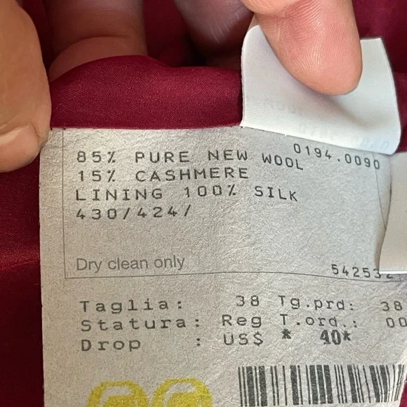 Giorgio Armani Jackets & Coats red blazer wool/ cashmere size EUR 38 (2) USA - Picture 14 of 16